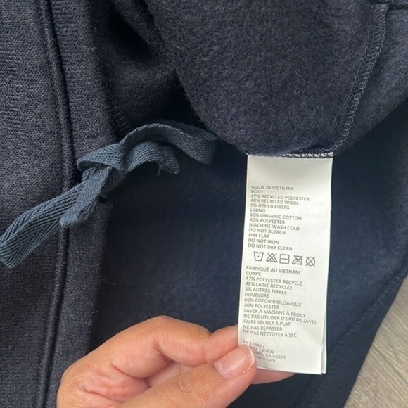 prAna Ziller Hoodie Sweatshirt Sz Small Nautical Navy Wool Blend Winter Gorpcore - Picture 10 of 12